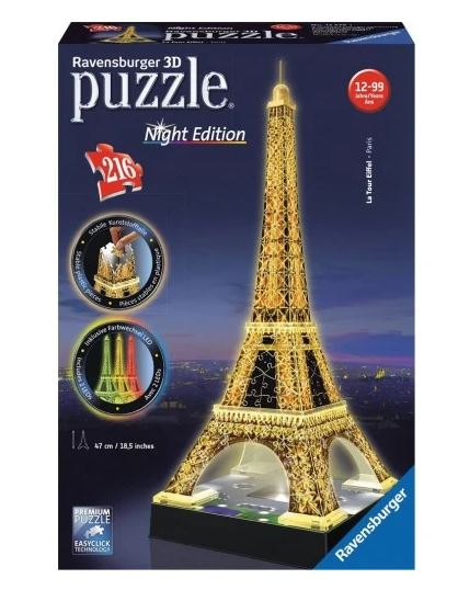 3D PUZZLE ΔΙΑΣΗΜΑ ΚΤΙΡΙΑ: ΠΥΡΓΟΣ ΤΟΥ ΑΙΦΕΛ NIGHT EDITION (216 TEM) - 12579