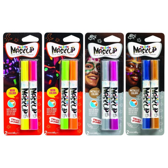 CARIOCA ΜΑΡΚΑΔΟΡΟΙ ΠΡΟΣΩΠΟΥ MASK UP 2 ΤΕΜ (ΣΥΣΚ 12 ΤΕΜ NEON - METALLIC)