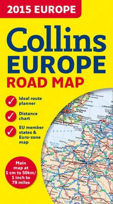 COLLINS ROAD MAP 2015 MAP OF EUROPE PB